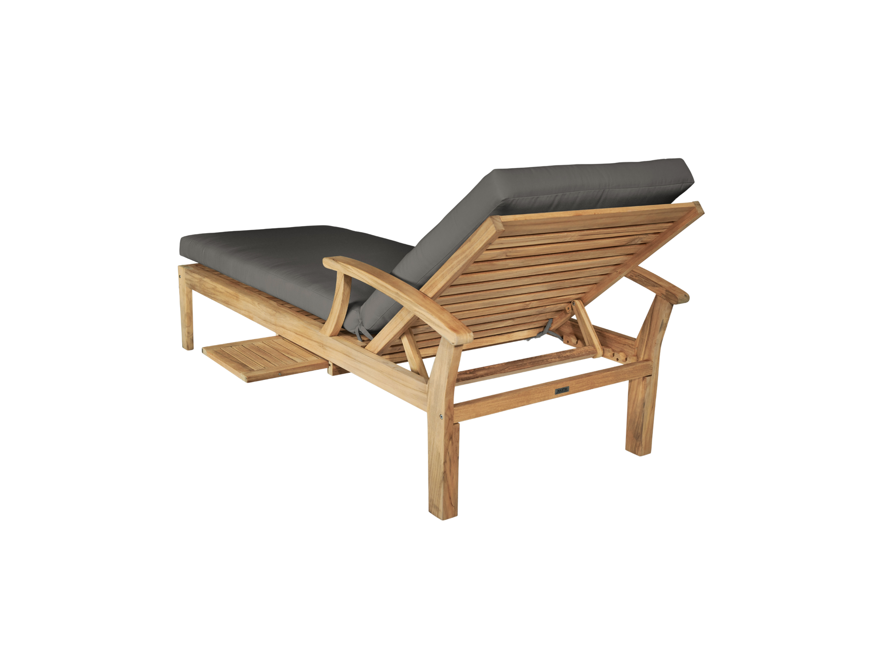 Delano Teak Charcoal Outdoor Reclining Sunlounger with Sunbrella® Cushion and Slide-out Tray - Ornate Home