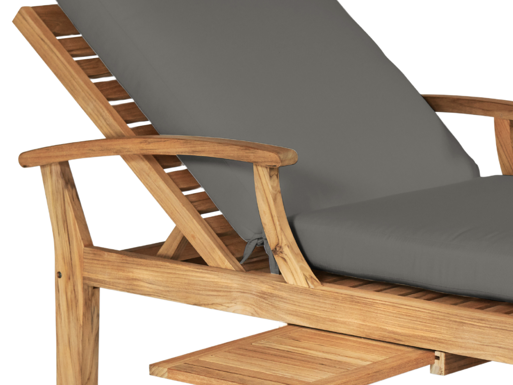 Delano Teak Charcoal Outdoor Reclining Sunlounger with Sunbrella® Cushion and Slide-out Tray - Ornate Home