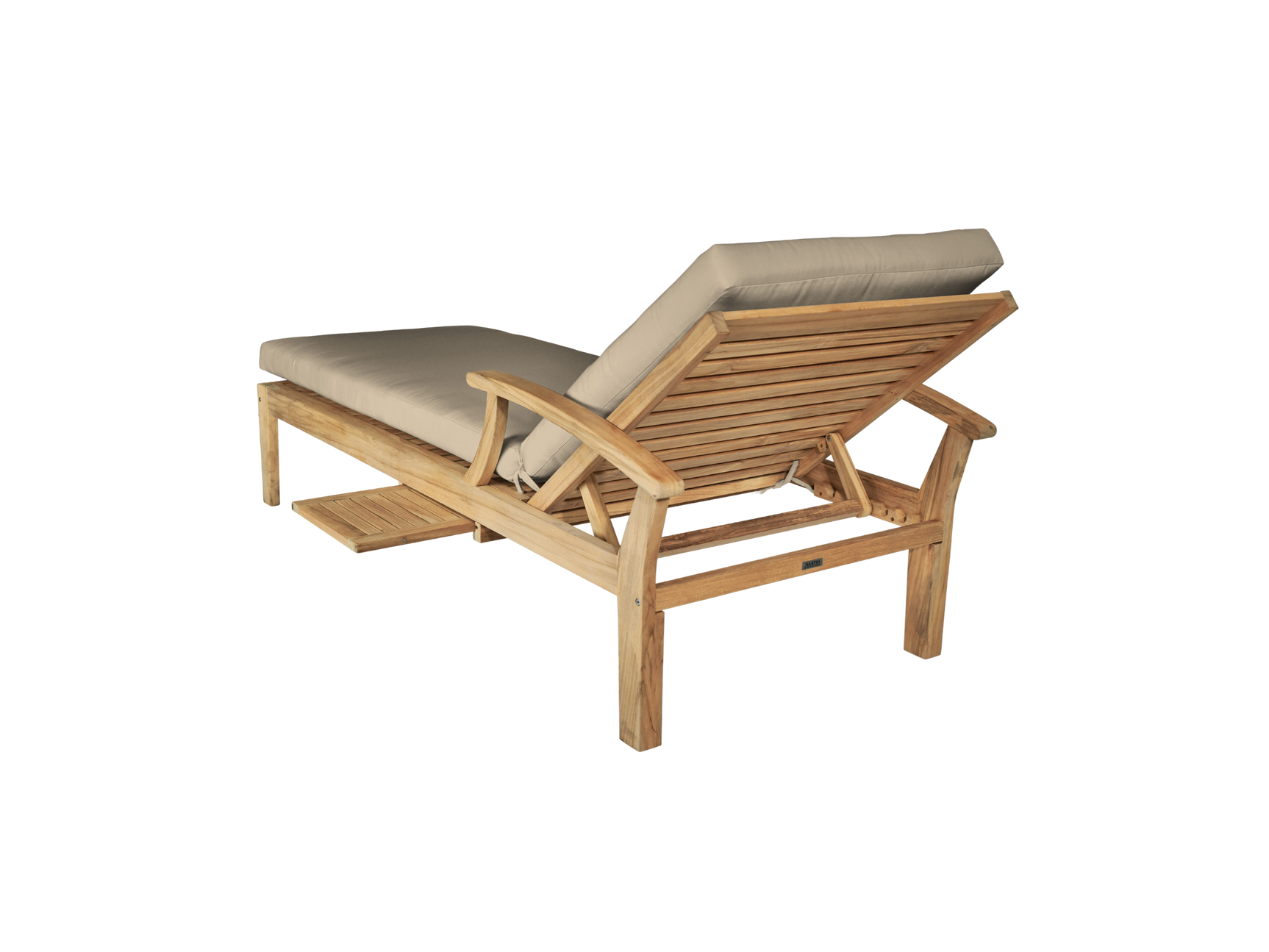 Delano Teak Fawn Outdoor Reclining Sunlounger with Sunbrella® Cushion and Slide-out Tray - Ornate Home