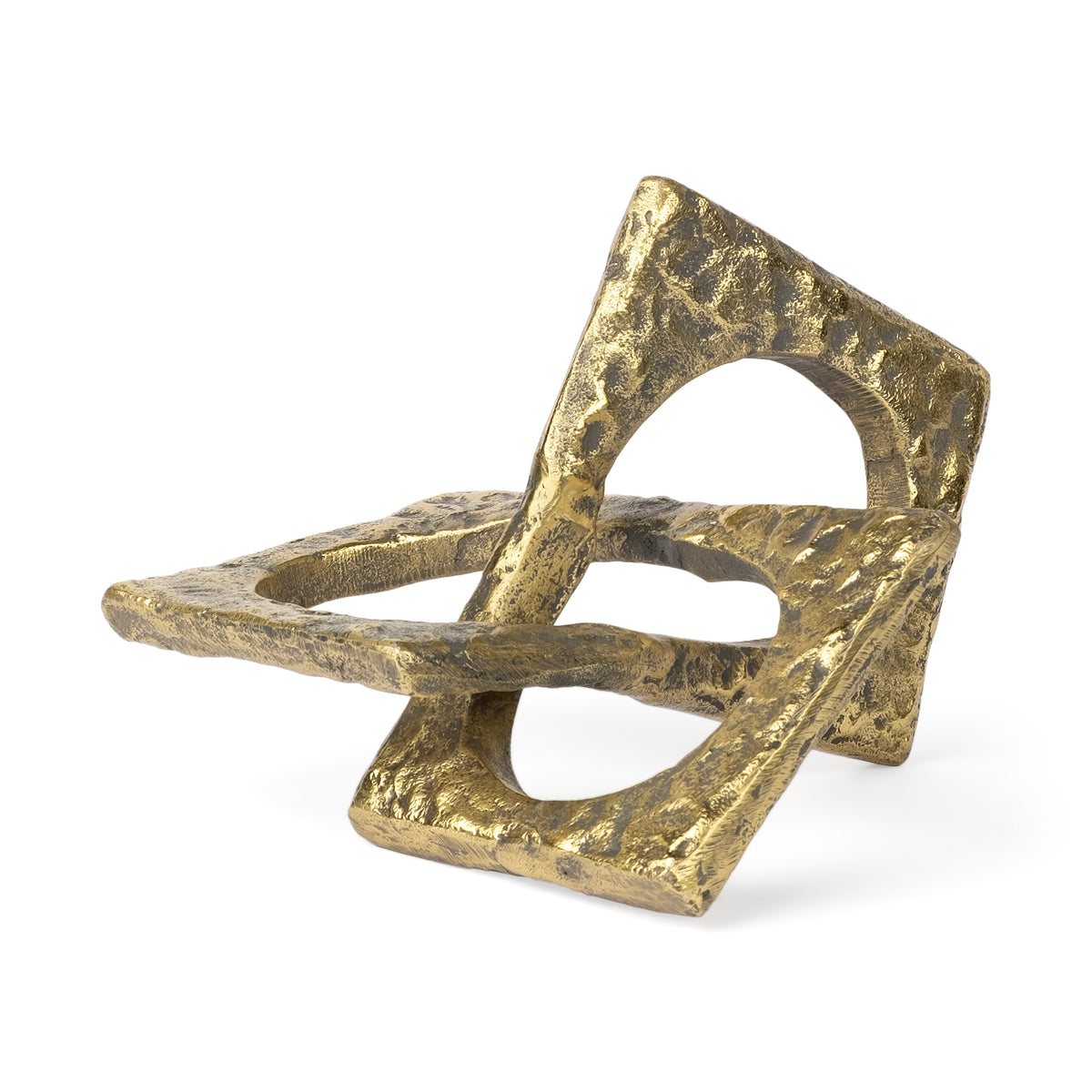 Delaunay Gold Large Hammered Metal Interlinked Patterned Decorative Object - Ornate Home