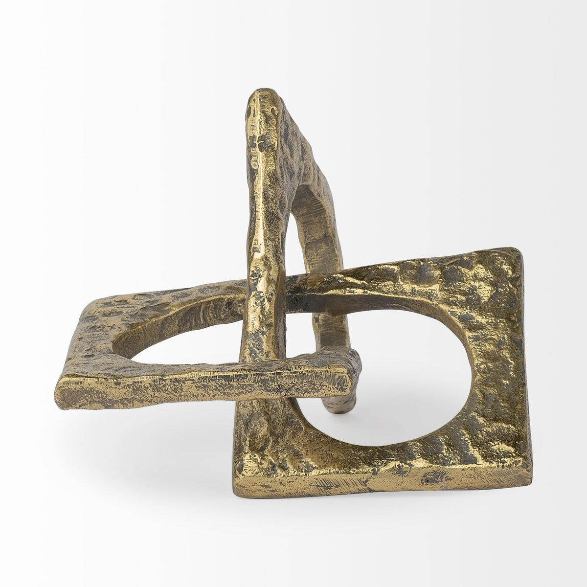 Delaunay Gold Large Hammered Metal Interlinked Patterned Decorative Object - Ornate Home