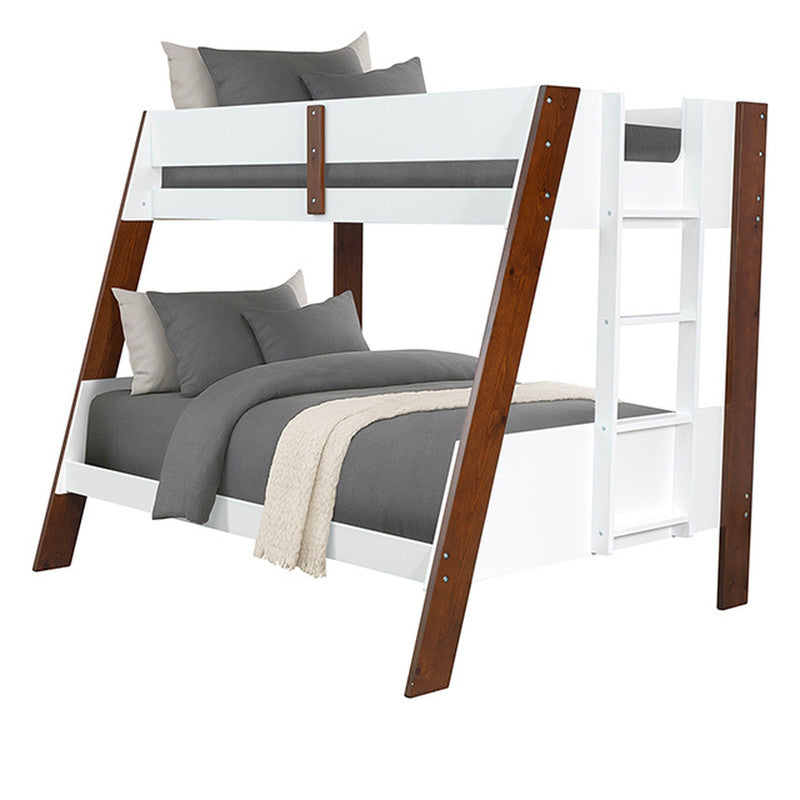 Delbin White/Dark Cherry Twin/Full Bunk Bed - Ornate Home