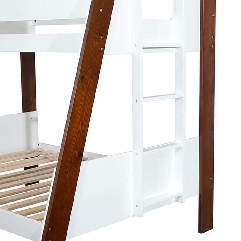 Delbin White/Dark Cherry Twin/Full Bunk Bed - Ornate Home
