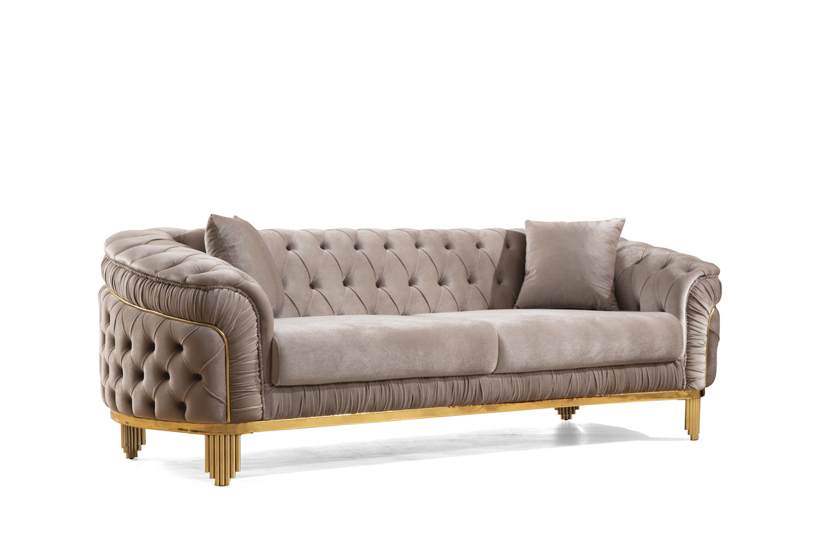 Delfi Taupe 3-Piece Living Room Set - Ornate Home