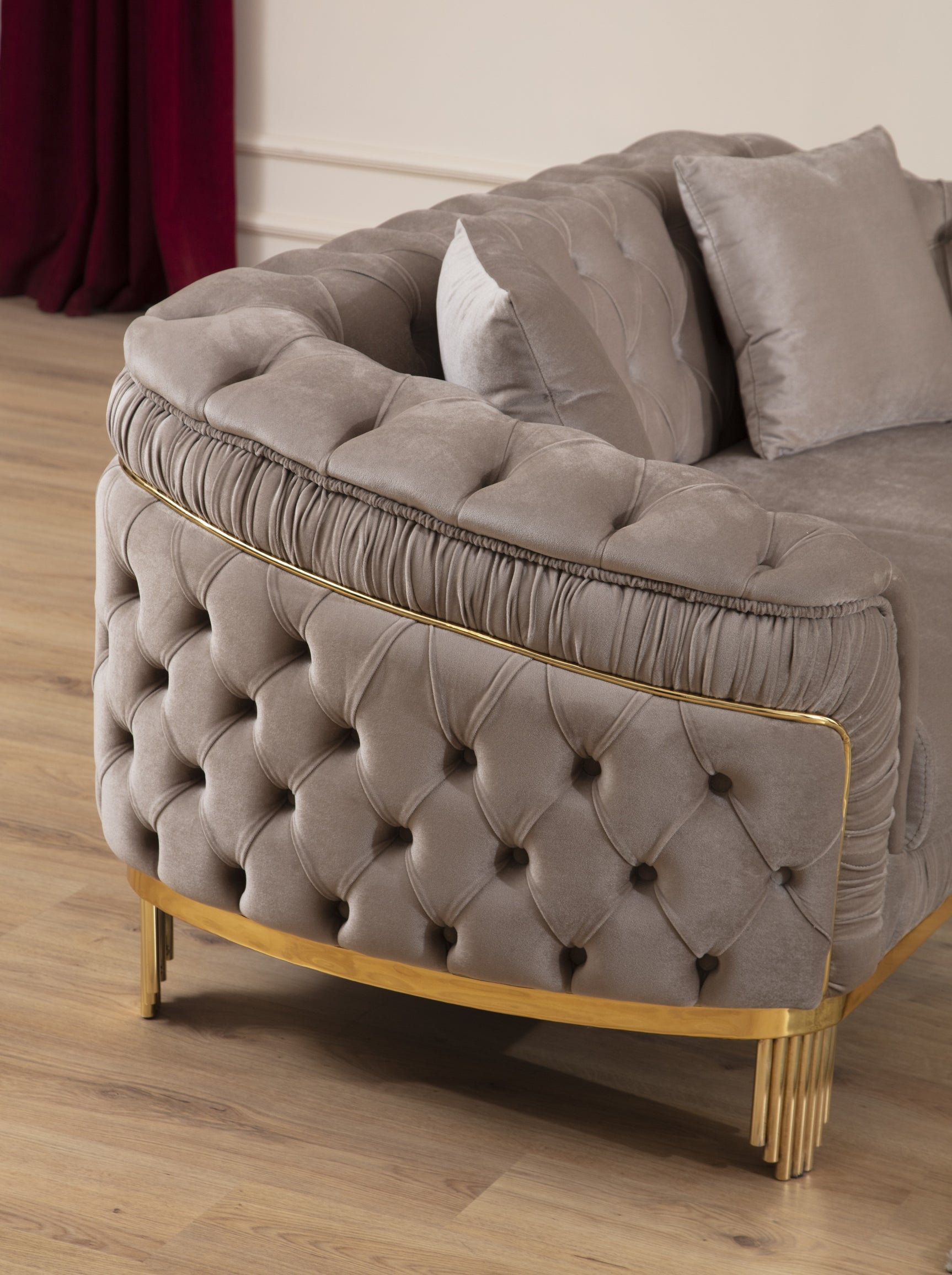 Delfi Taupe 3-Piece Living Room Set - Ornate Home