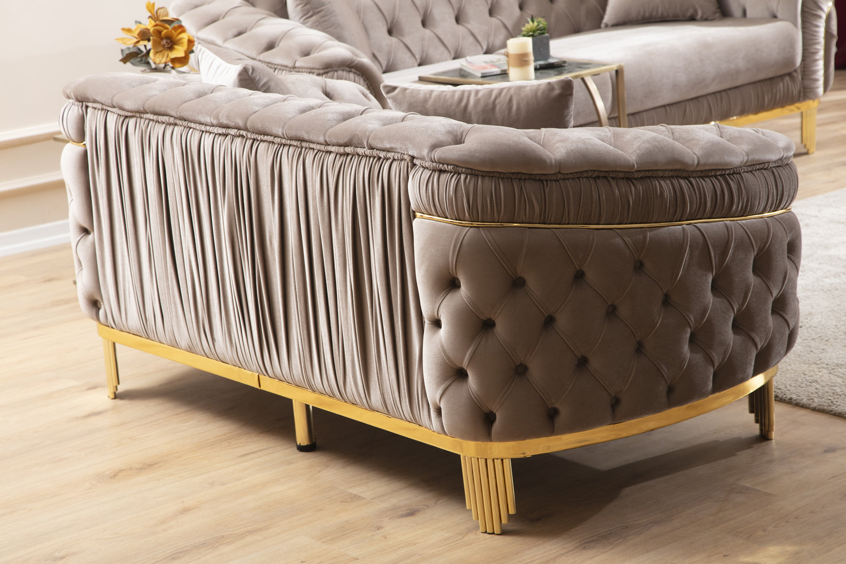 Delfi Taupe 2-Piece Living Room Set - Ornate Home
