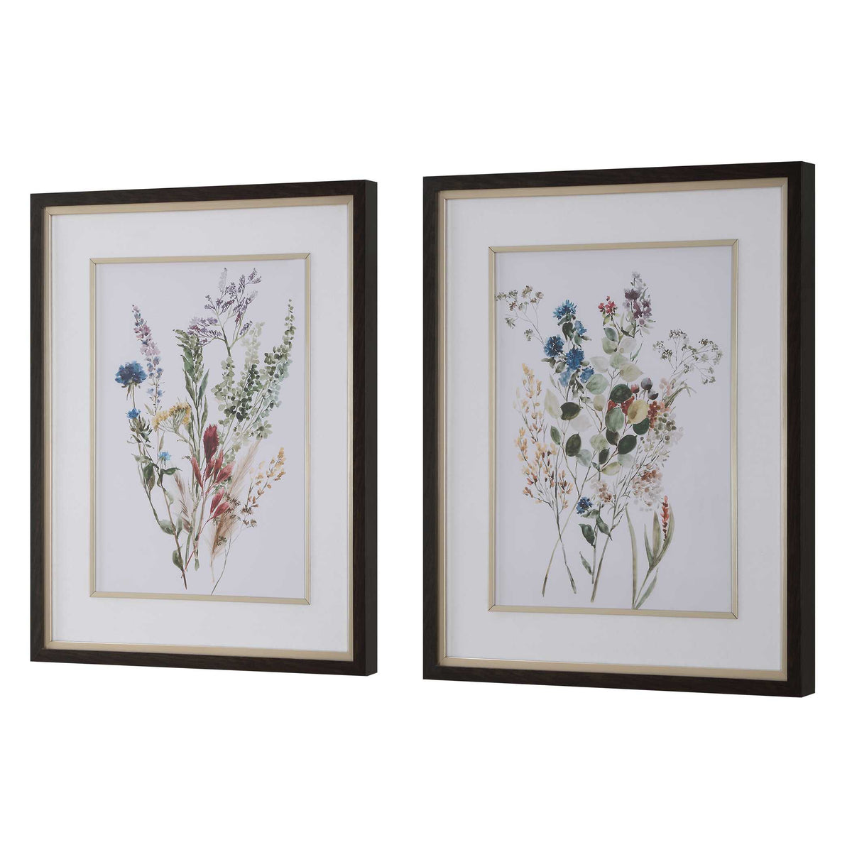 Delicate Flowers Multicolor Framed Prints (Set of 2) - Ornate Home