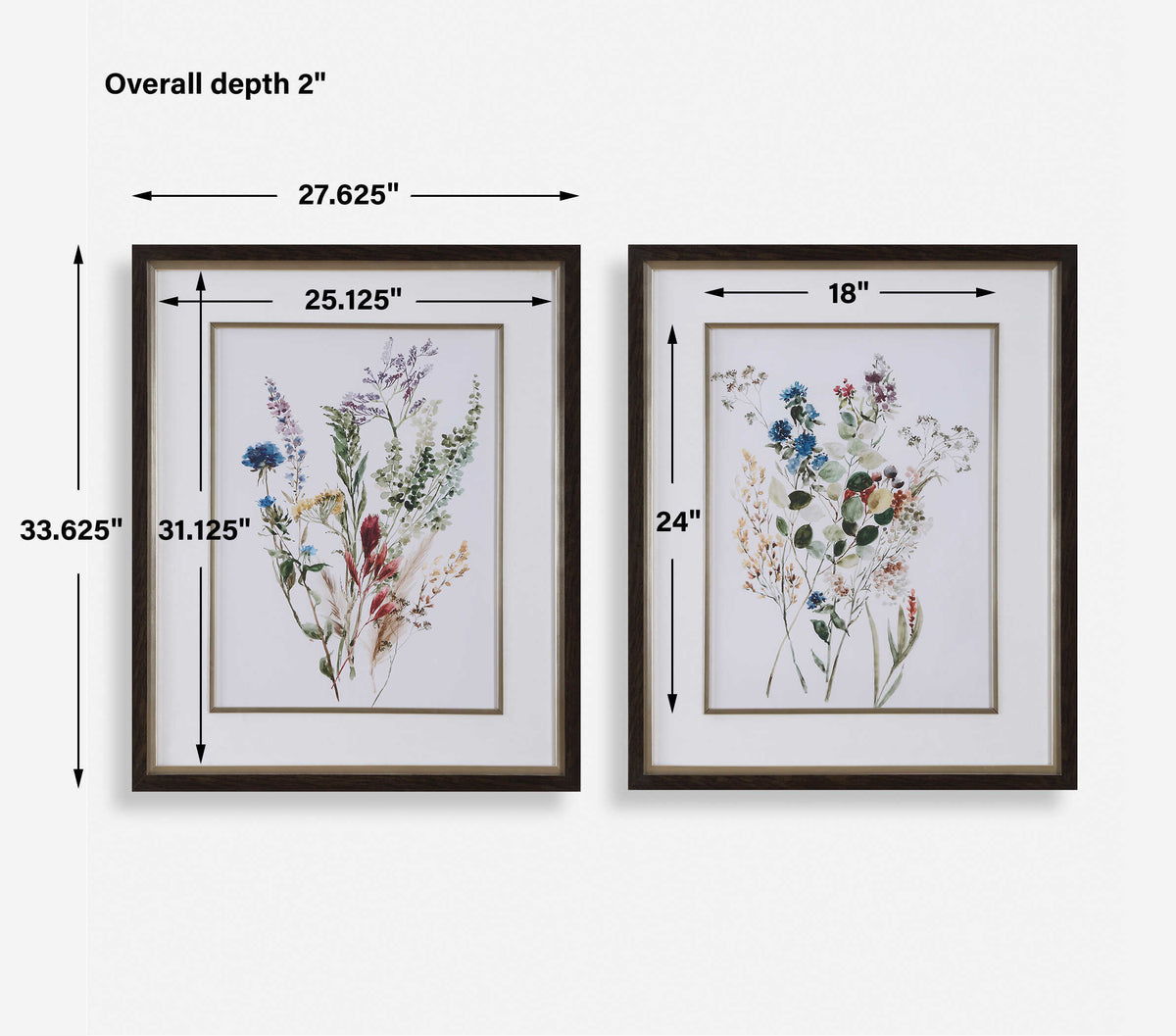 Delicate Flowers Multicolor Framed Prints (Set of 2) - Ornate Home