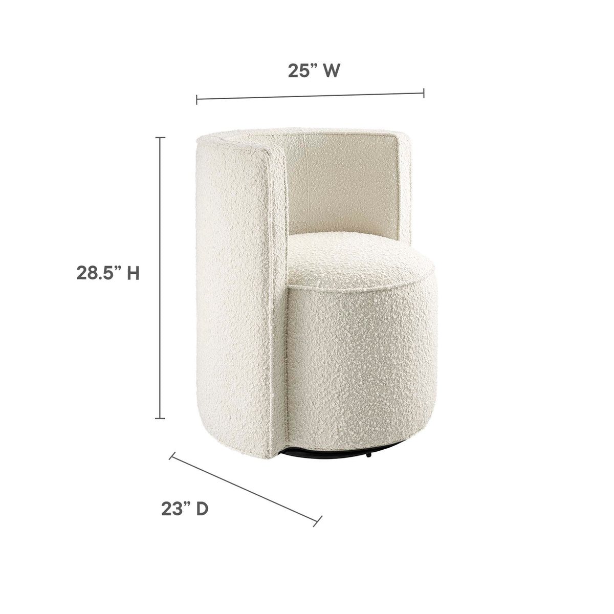 Della Ivory Boucle Fabric Swivel Chair - Ornate Home