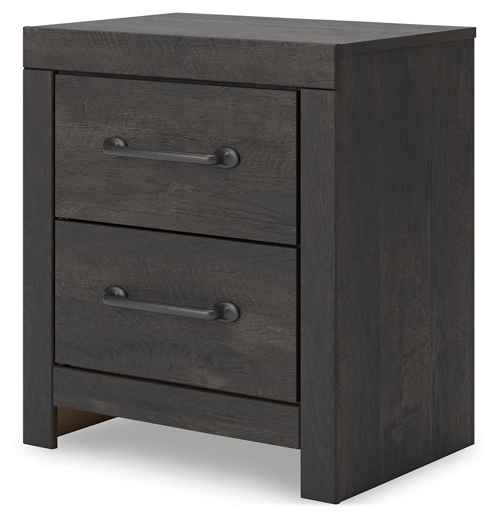Delmorta Dark Gray-22" 2 Drawer Charging Nightstand - Ornate Home