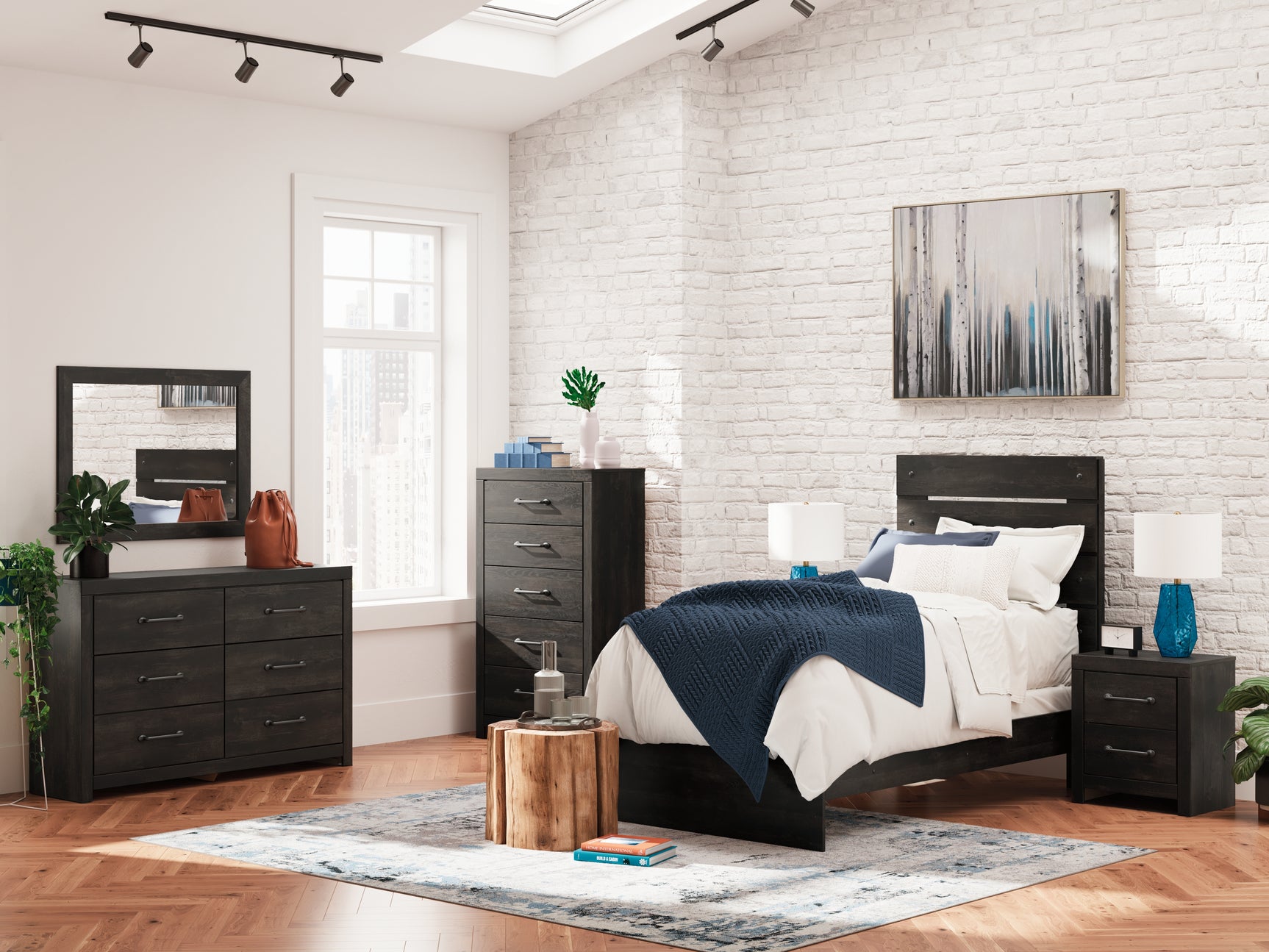 Delmorta Dark Gray Twin Panel Bed - Ornate Home