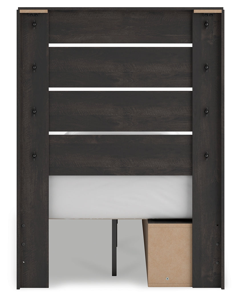Delmorta Dark Gray Twin Panel Storage Bed - Ornate Home