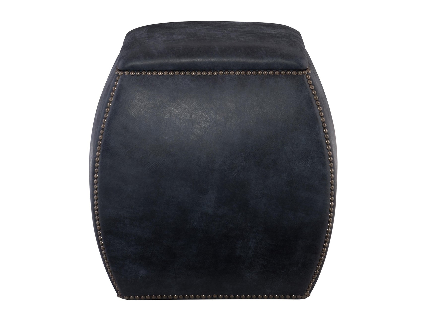 Delta Blue Leather Ottoman - Ornate Home
