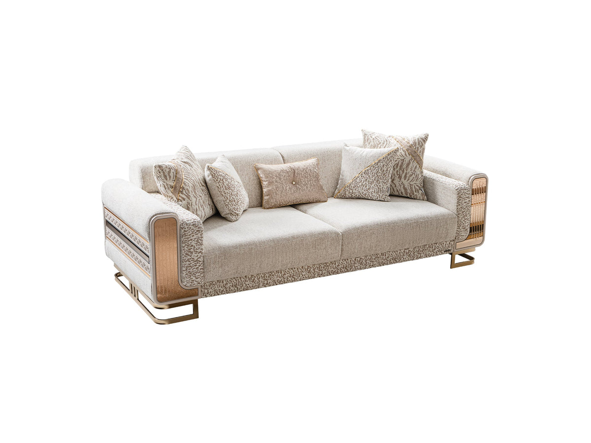 Delux Cream 3-pieces (Sofa & Loveseat & Chair) Living Room Set - Ornate Home