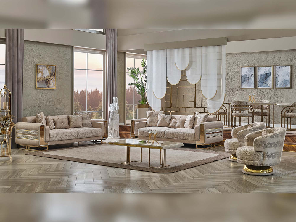 Delux Cream Convertible Loveseat