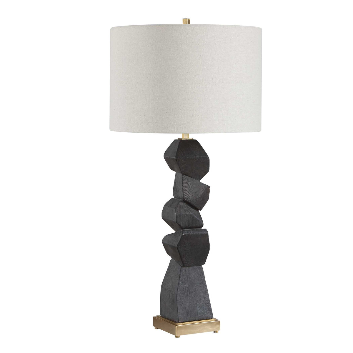 Demelo Black/Brown Stacked Wood Table Lamp - Ornate Home
