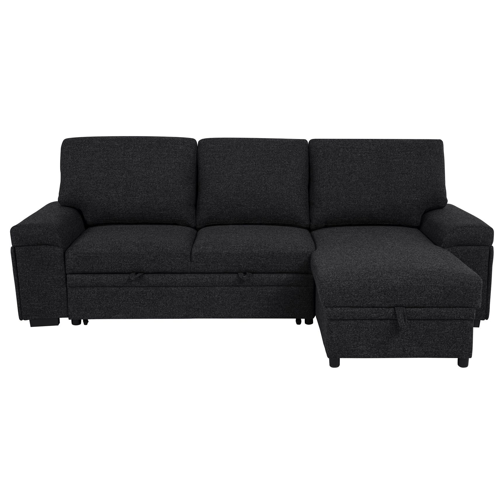 Demko Black Sleeper Sectional Sofa with Speaker and Storage Chaise - Ornate Home