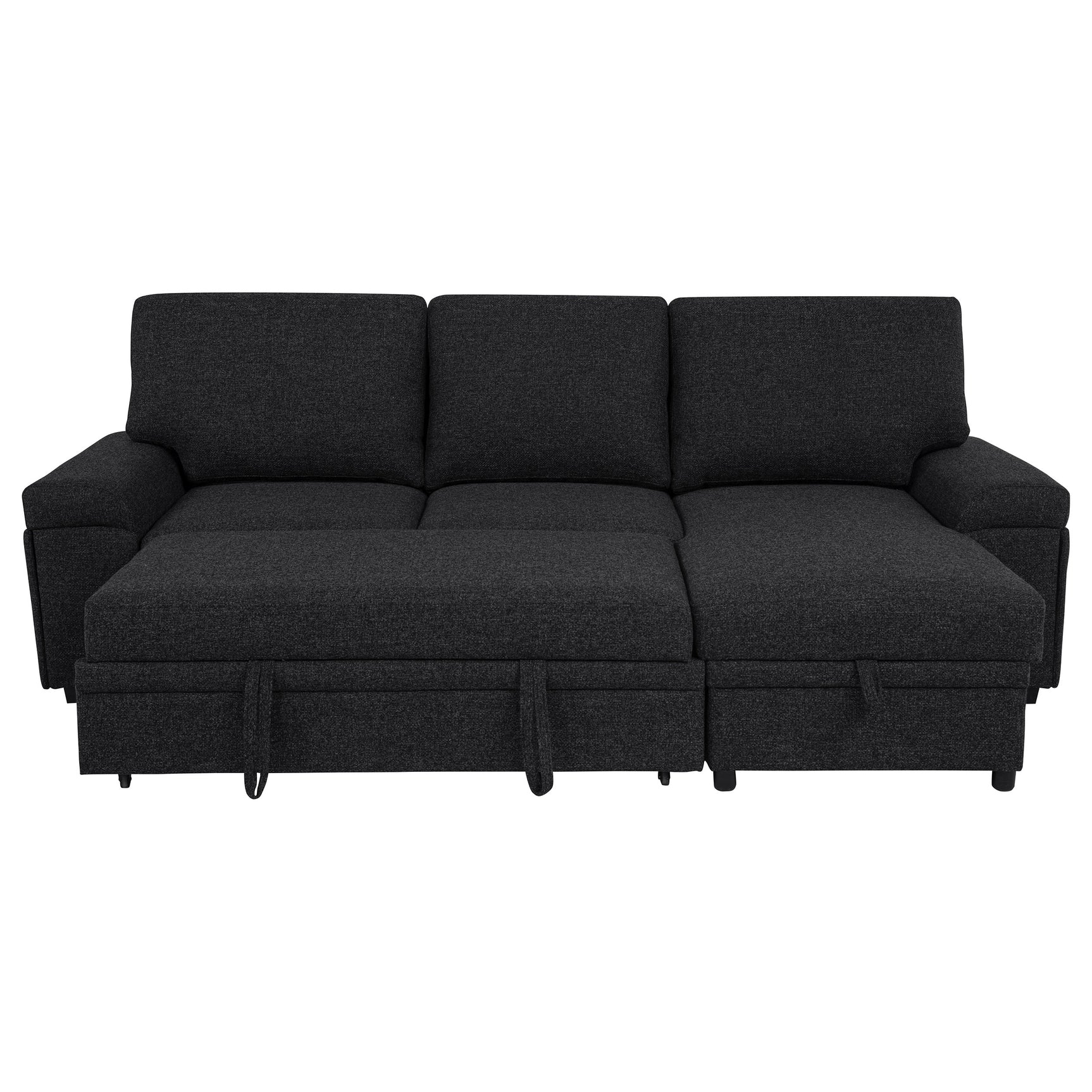 Demko Black Sleeper Sectional Sofa with Speaker and Storage Chaise - Ornate Home