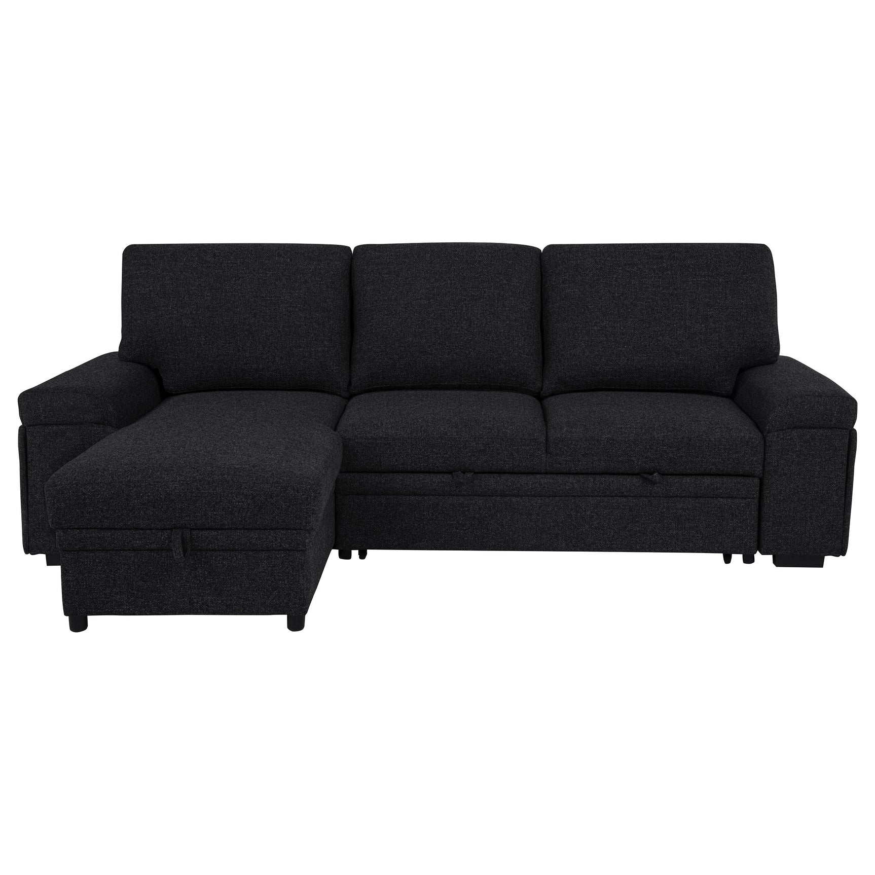 Demko Black Sleeper Sectional Sofa with Speaker and Storage Chaise - Ornate Home