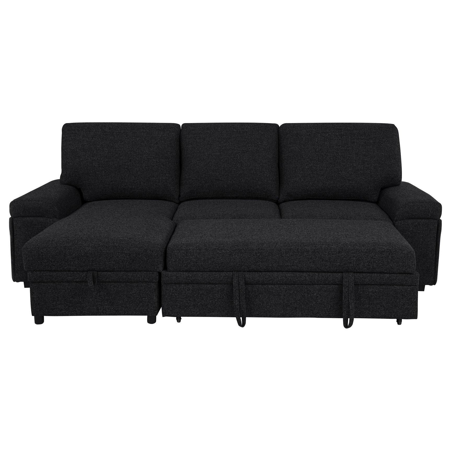 Demko Black Sleeper Sectional Sofa with Speaker and Storage Chaise - Ornate Home