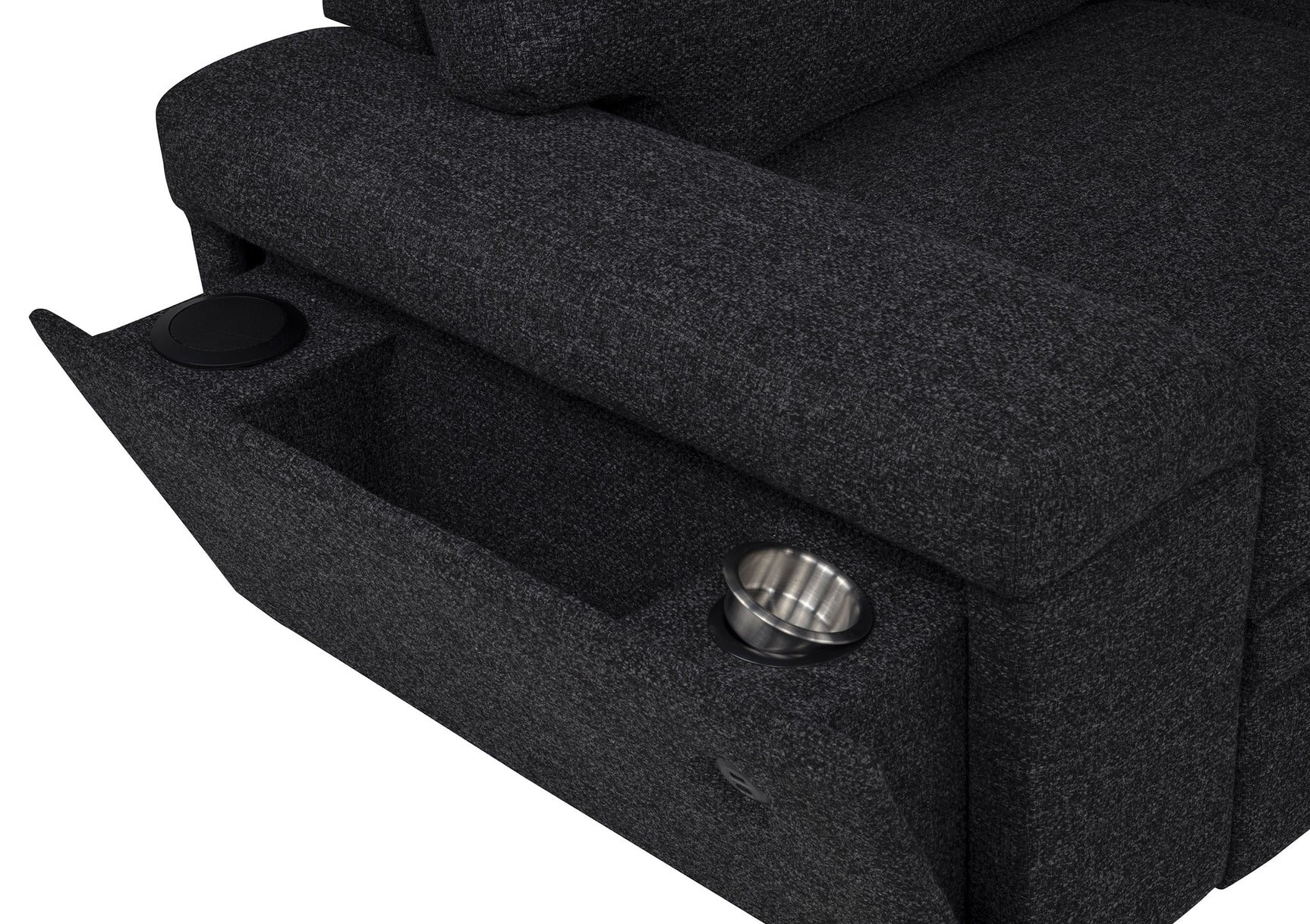 Demko Black Sleeper Sectional Sofa with Speaker and Storage Chaise - Ornate Home