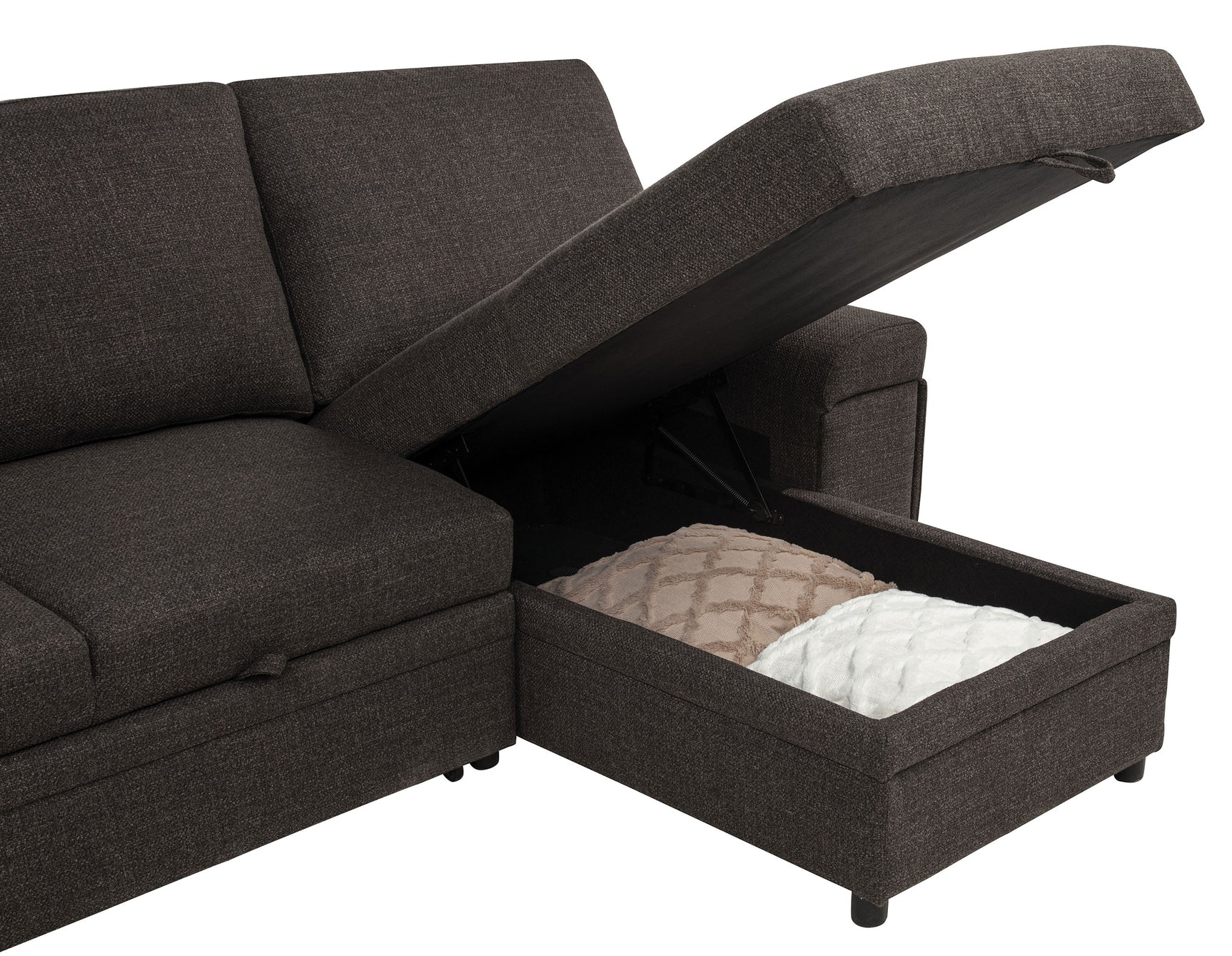Demko Brown Sleeper Sectional Sofa with Speaker and Storage Chaise - Ornate Home