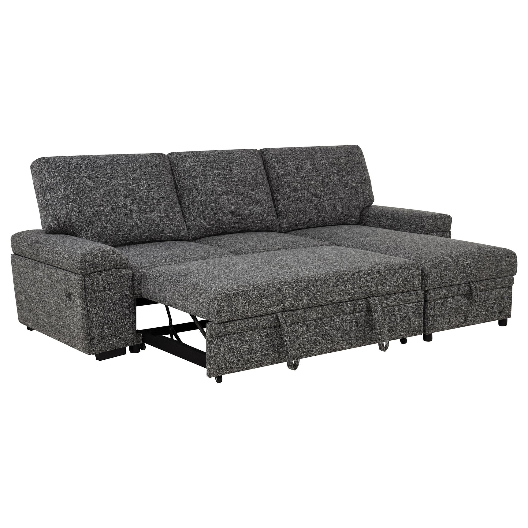 Demko Granite Sleeper Sectional Sofa with Speaker and Storage Chaise - Ornate Home