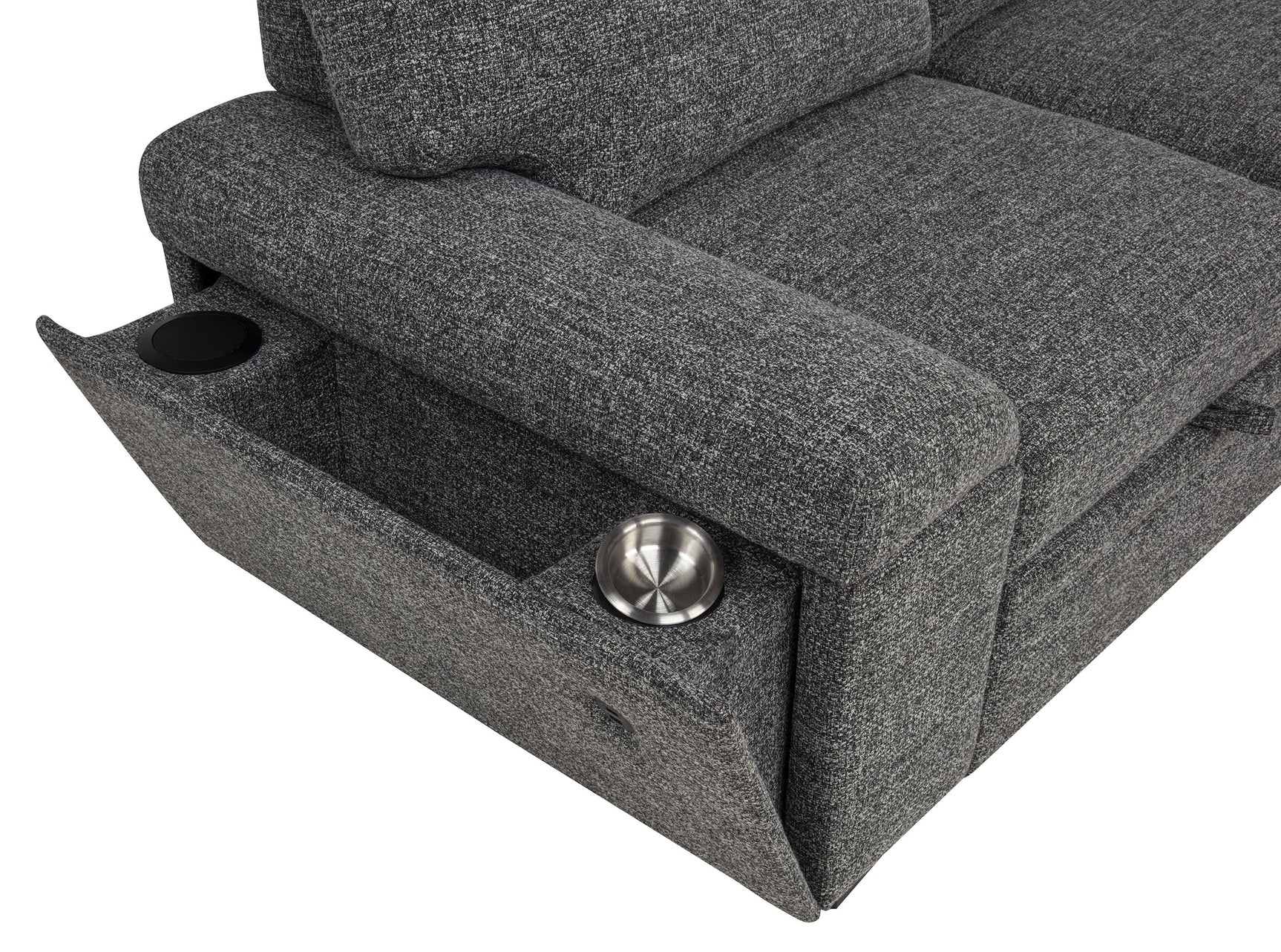 Demko Granite Sleeper Sectional Sofa with Speaker and Storage Chaise - Ornate Home
