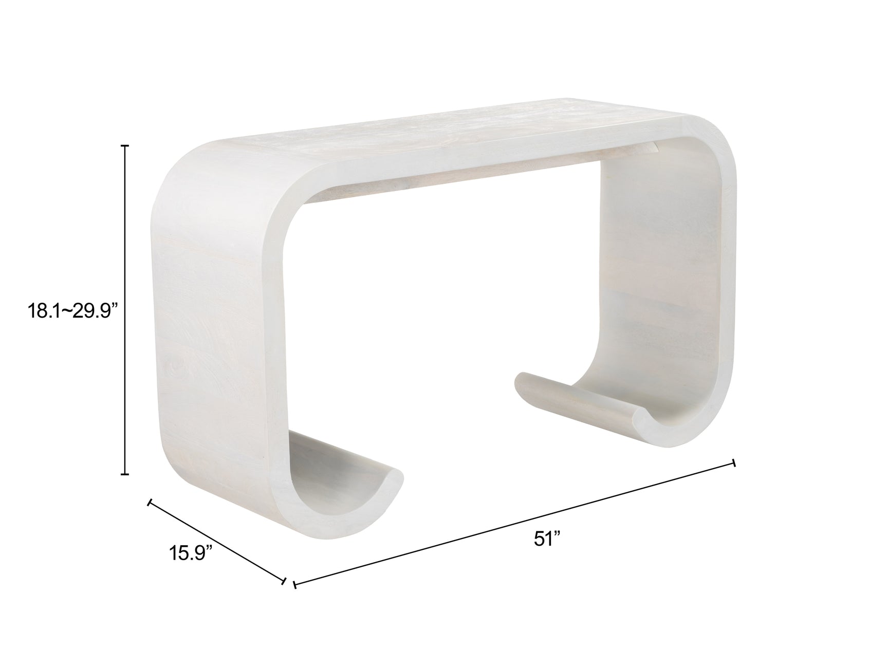 Dena Whitewashed Console Table - Ornate Home