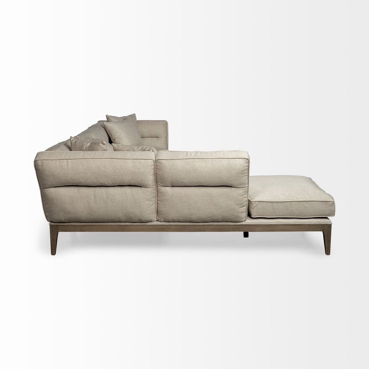 Denali Beige 121" Upholstered Wooden Frame Left Four Seater Sectional - Ornate Home