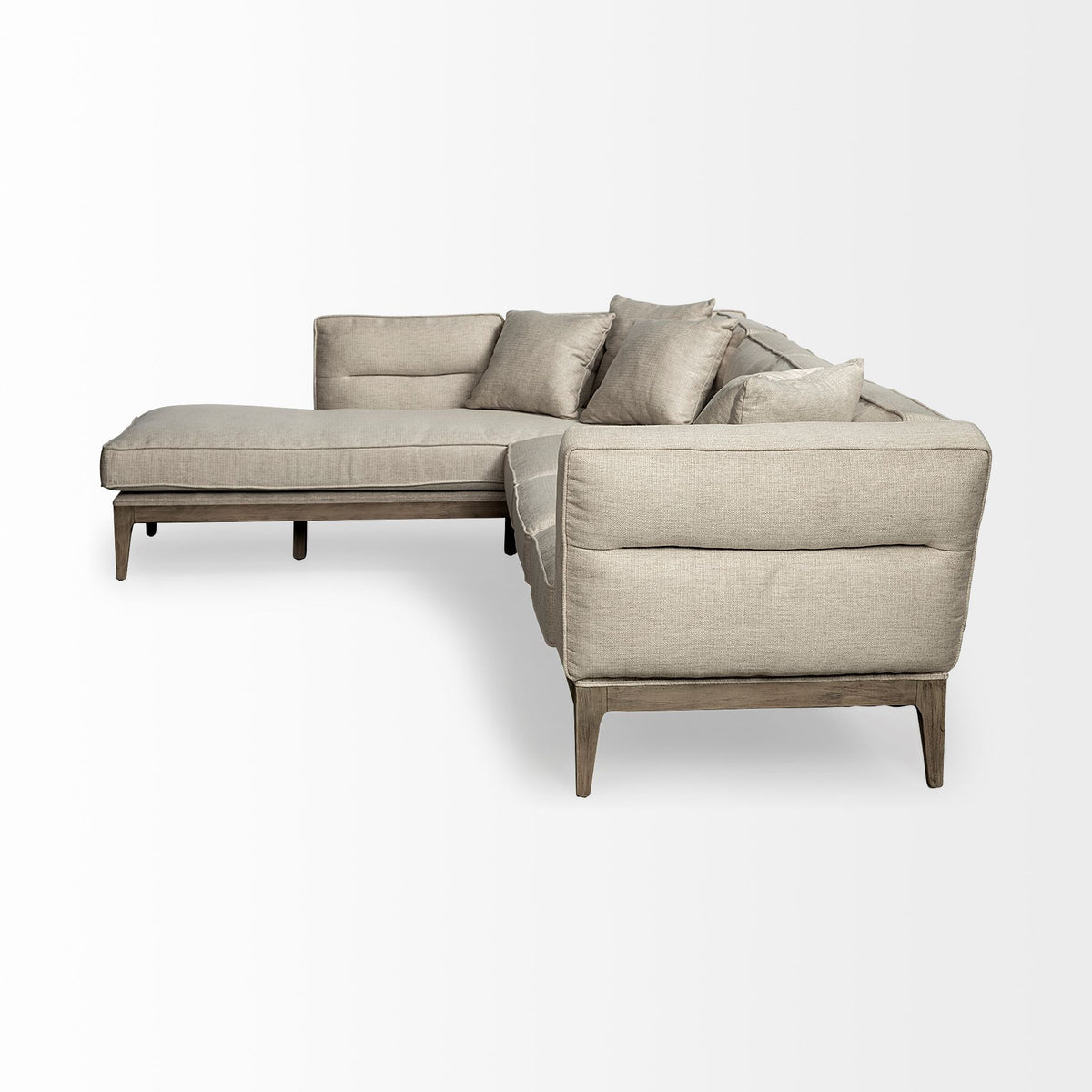 Denali Beige 121" Upholstered Wooden Frame Left Four Seater Sectional - Ornate Home
