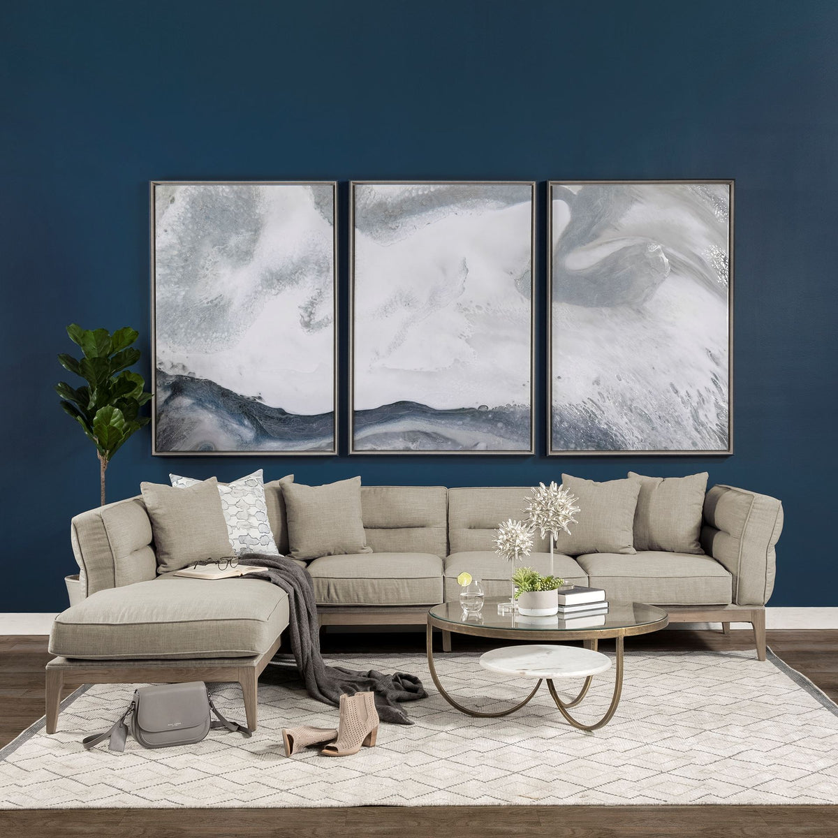 Denali Beige 121" Upholstered Wooden Frame Left Four Seater Sectional - Ornate Home