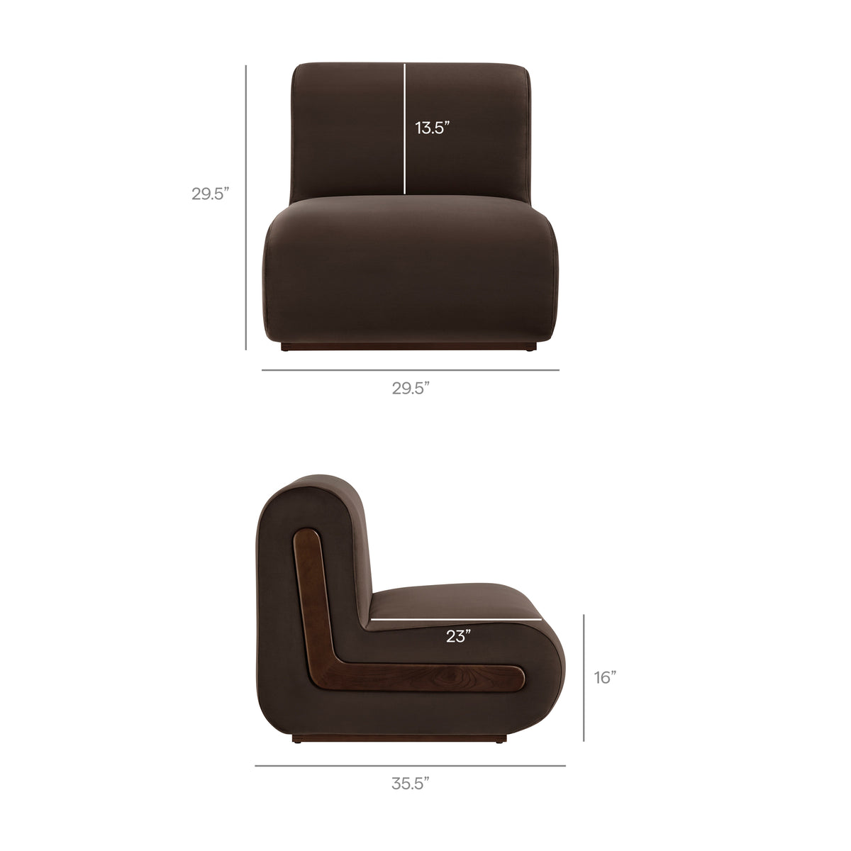Denby Chocolate Brown Performance Velvet Accent Chair - Ornate Home