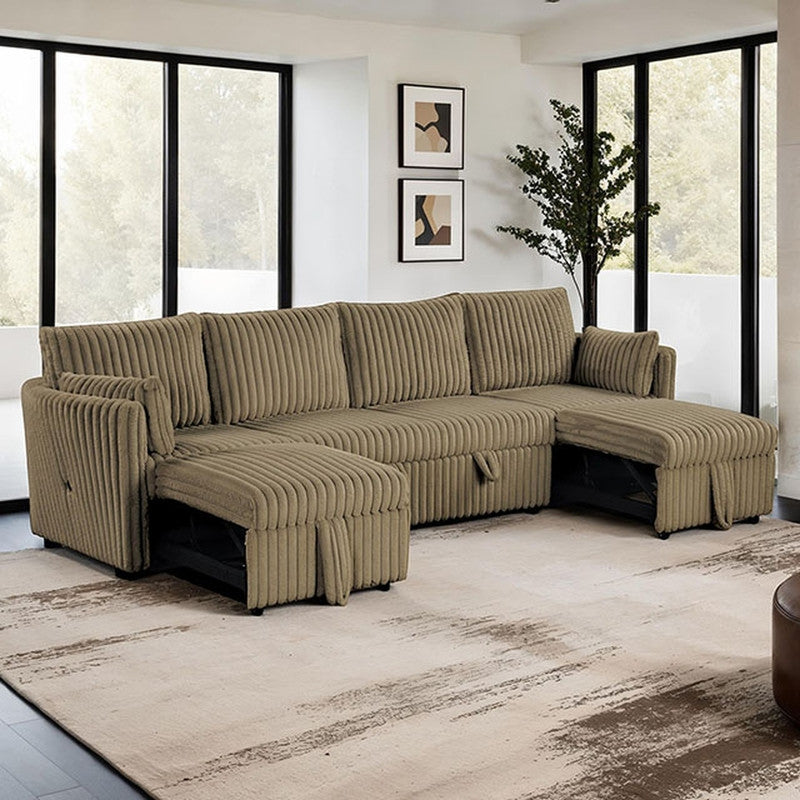 Denholme Brown U-Sectional w/ Pull Out - Ornate Home