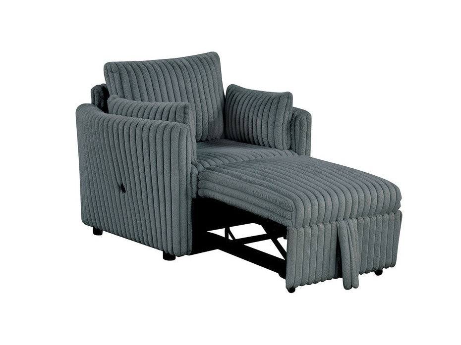 Denholme Dark Gray Chair w/ Pull Out - Ornate Home