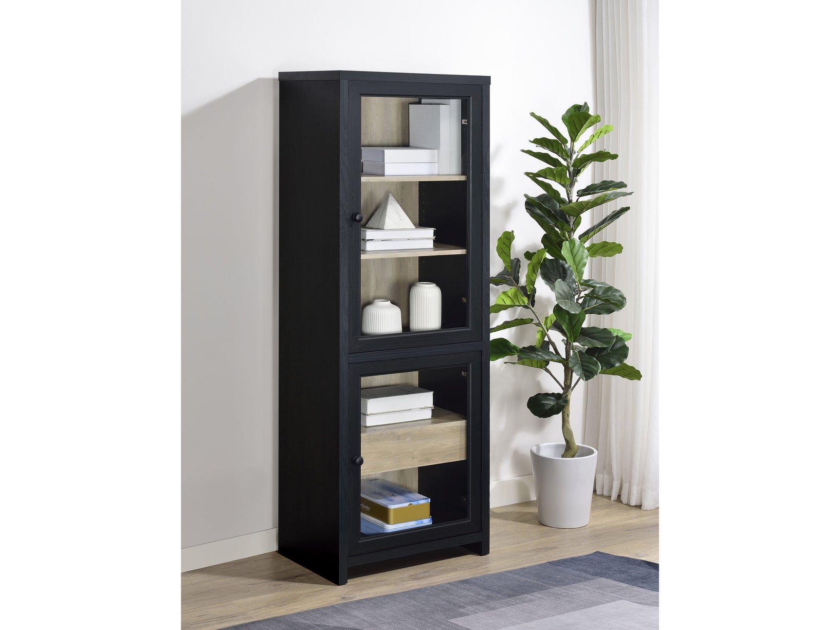 Denison Black 67-inch 2-door Media Tower Storage Cabinet - Ornate Home
