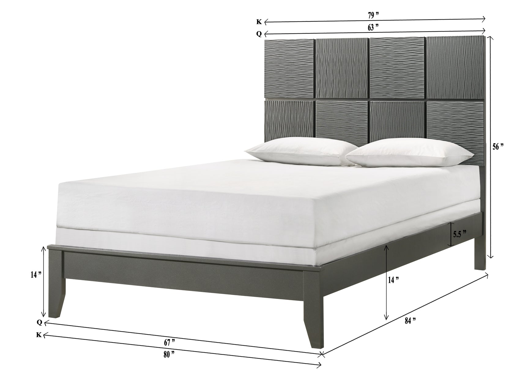 Denker Gunmetal King Panel Bed - Ornate Home