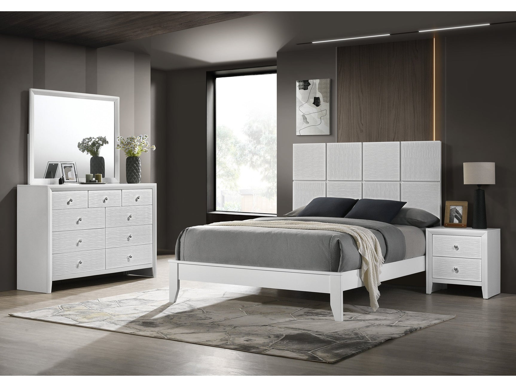 Denker White Panel Bedroom Set - Ornate Home