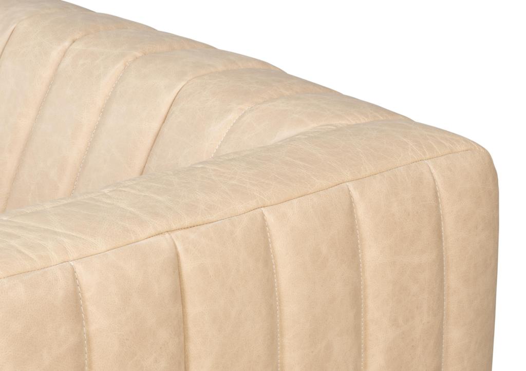 Denys White Leather Sofa - Ornate Home