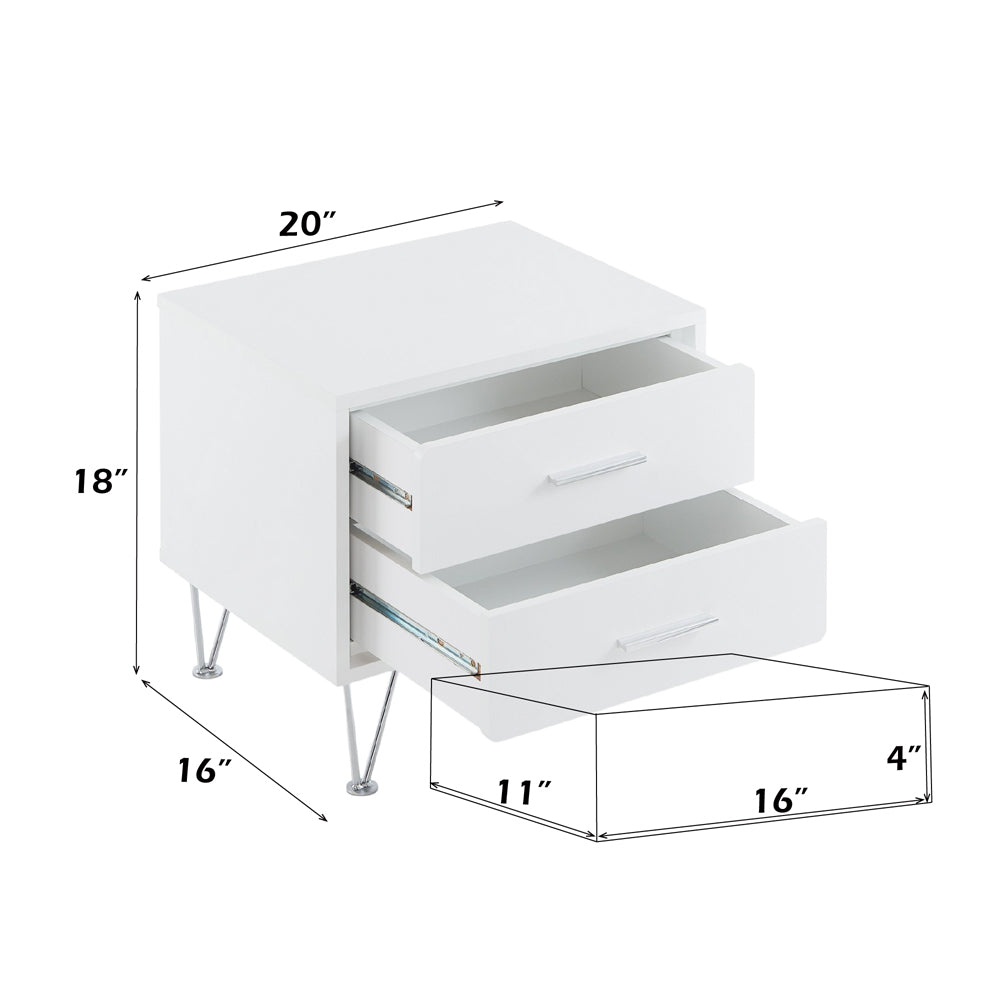 Deoss White Nightstand/Accent Table - Ornate Home