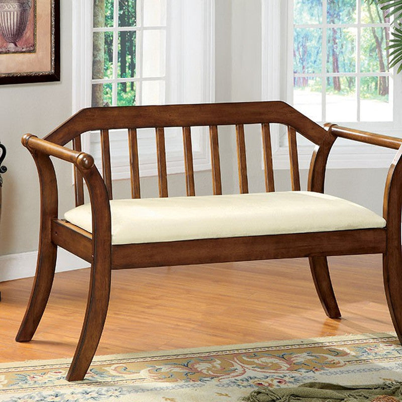 Derby Dark Oak/Beige Bench - Ornate Home