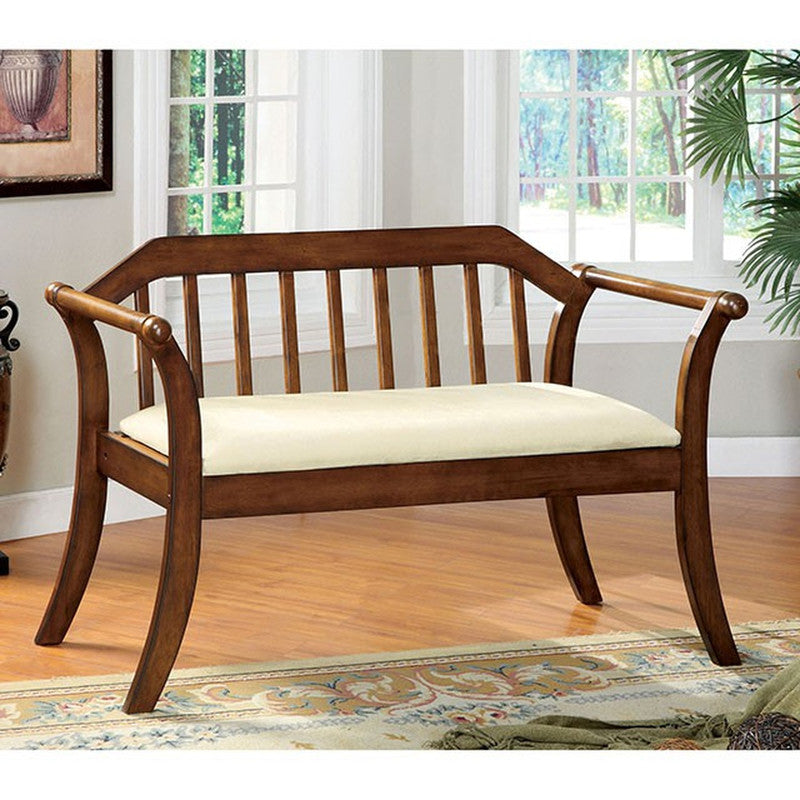 Derby Dark Oak/Beige Bench - Ornate Home