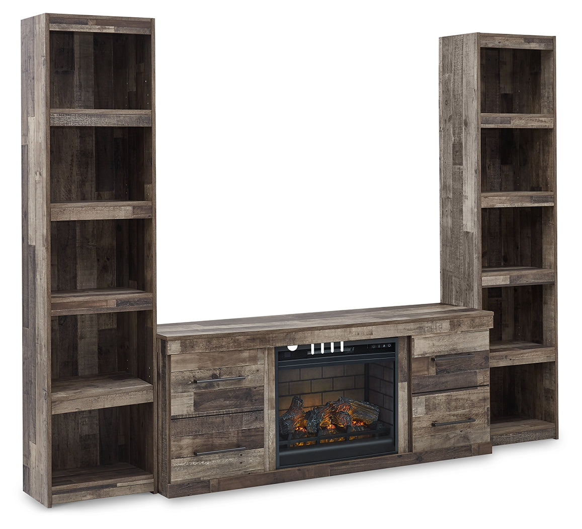 Derekson Multi Gray 3-Piece Entertainment Center with Electric Fireplace - Ornate Home