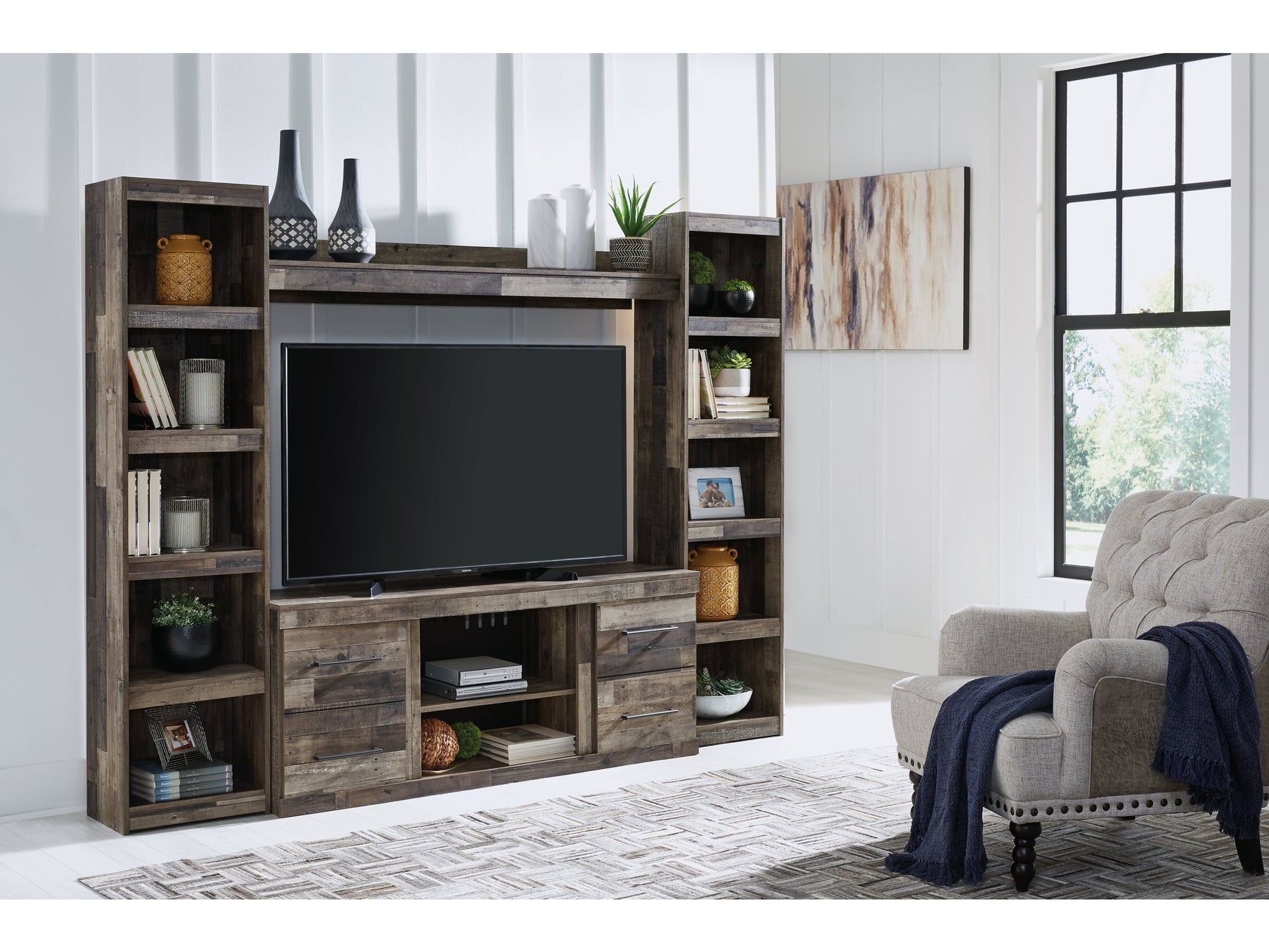 Derekson Multi Gray 4-Piece Entertainment Center (Online Special Price) - Ornate Home