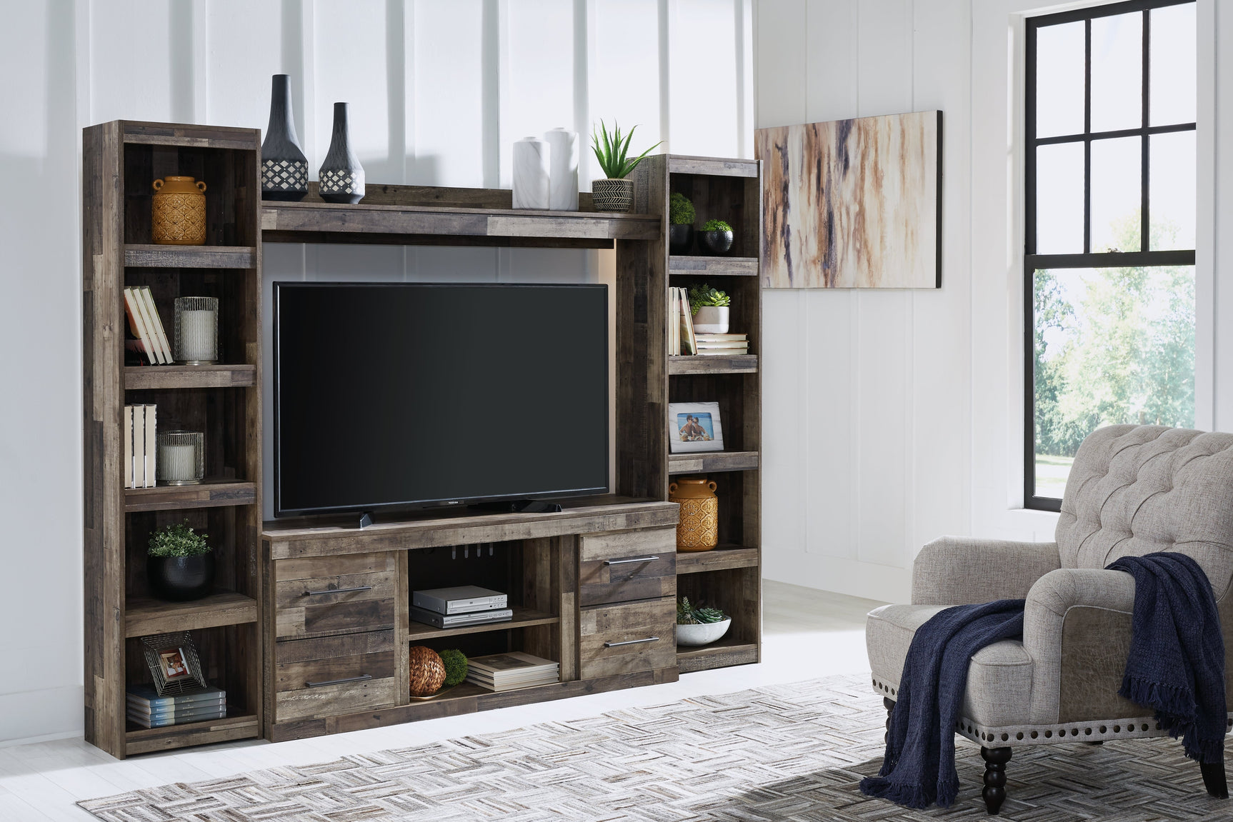 Derekson Multi Gray 4-Piece Entertainment Center (Online Special Price) - Ornate Home