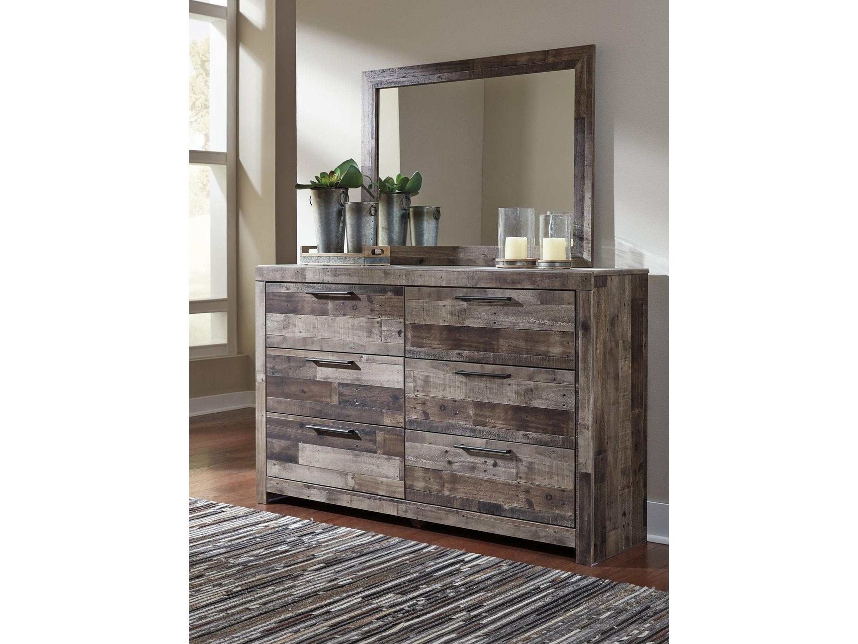 Derekson Multi Gray Dresser & Mirror (Online Special Price) - Ornate Home