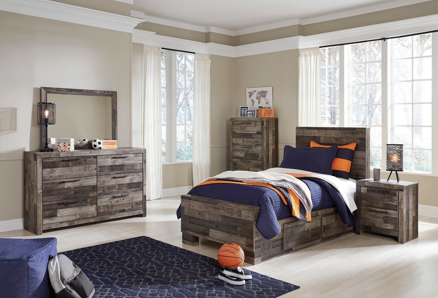 Derekson Multi Gray Dresser & Mirror (Online Special Price) - Ornate Home