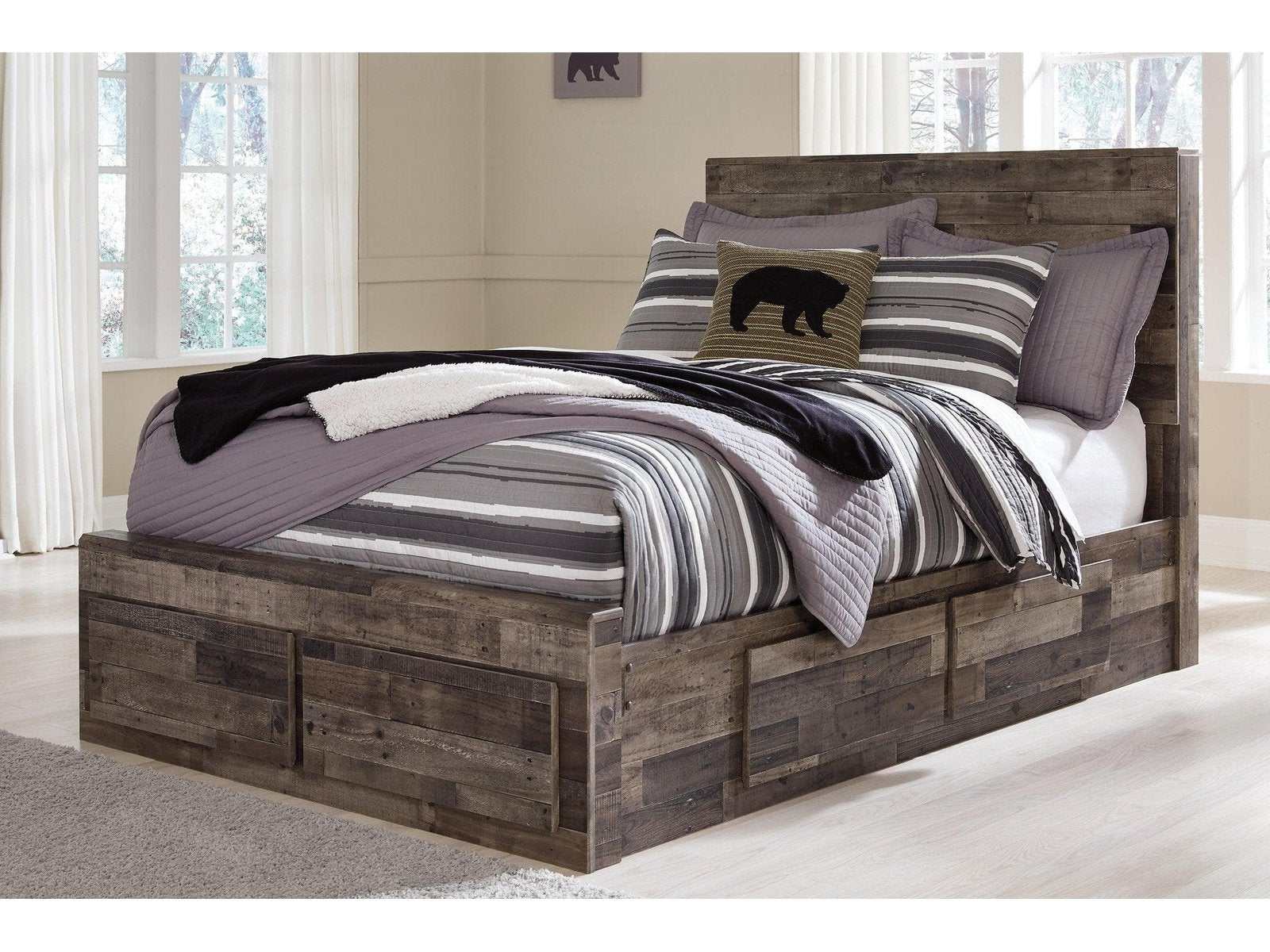 Derekson Multi Gray Full Panel Bed w/ 6 Storage Drawers (Online Special Price) - Ornate Home