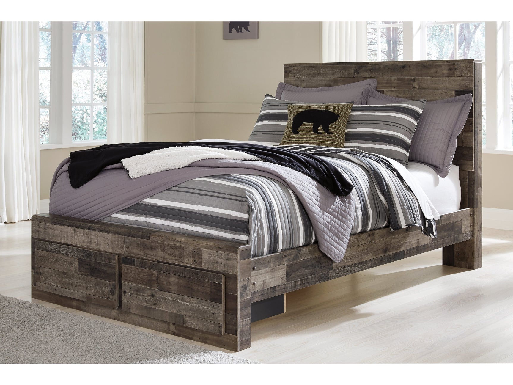 Derekson Multi Gray Full Panel Storage Bedroom Set with Nightstand (Online Special Price) - Ornate Home