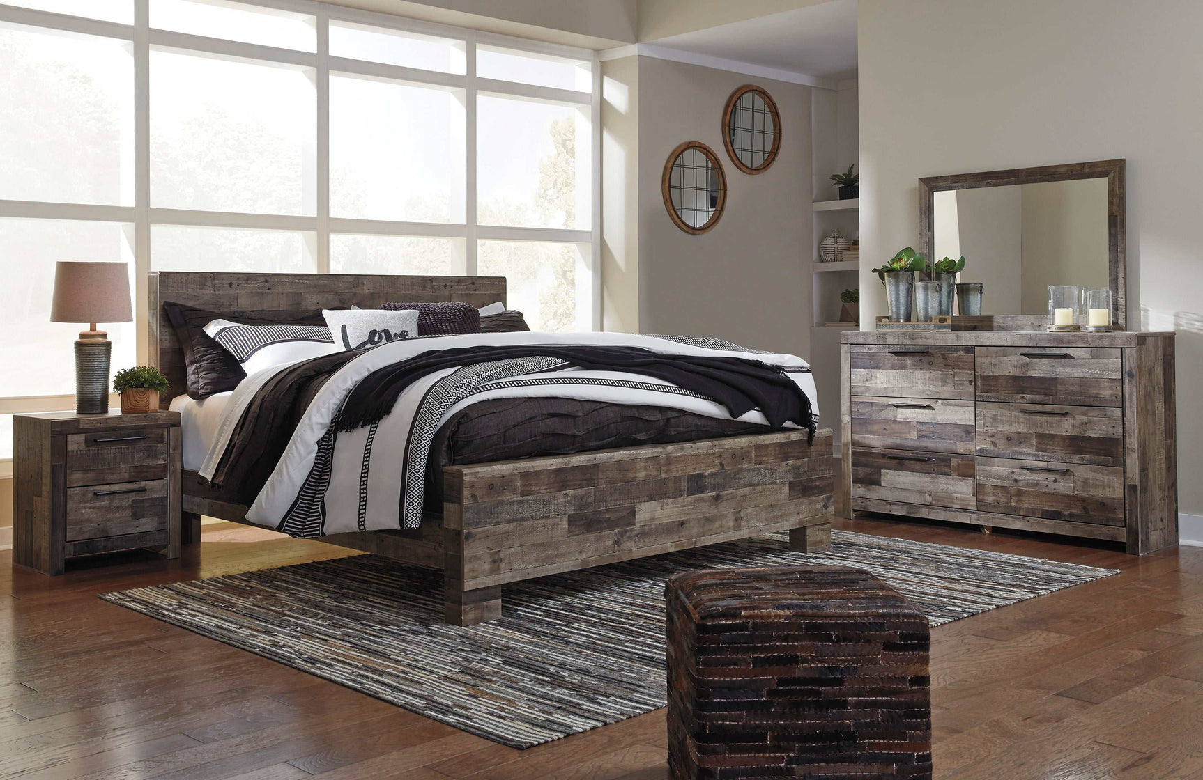 Derekson Multi Gray King Panel Bed (Online Special Price) - Ornate Home